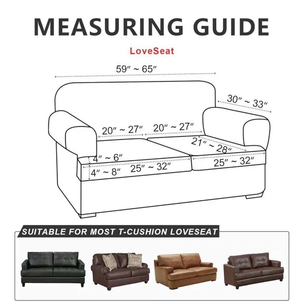 molasofa Leather Look T-Cushion Loveseat Slipcover with 2 Individual covers
